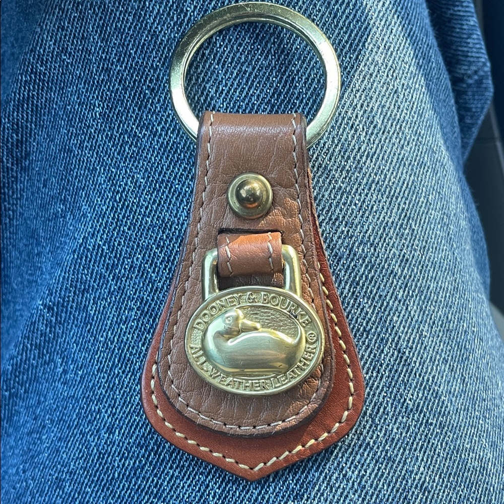 Dooney & Bourke Keychain Leather & Brass Duck Key Chain Key Fob Vintage